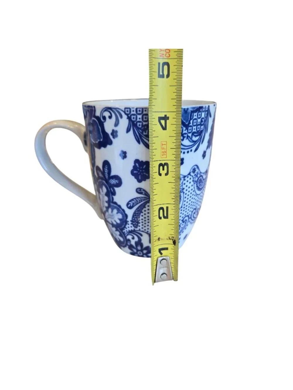 Pier 1 Blue White Floral Rabbit Bird Motif Porcelain Mugs Set of 2 *READ